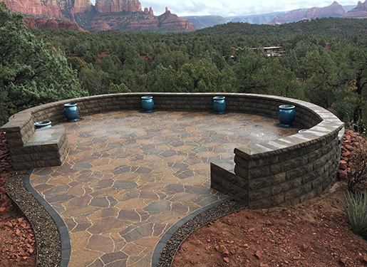 patio seating space with pavers