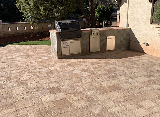 grilling space with pavers