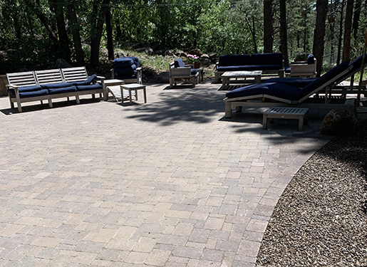 outdoor seating space with pavers