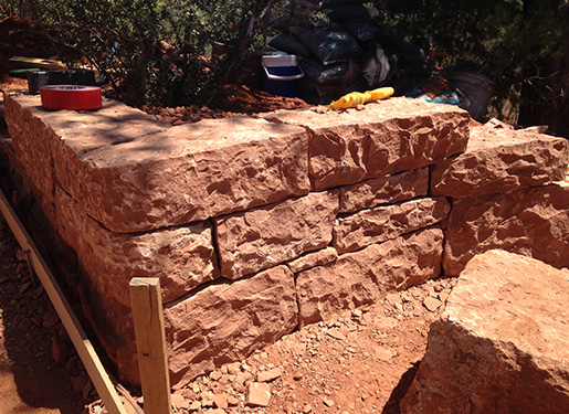 hand-hewn stone wall