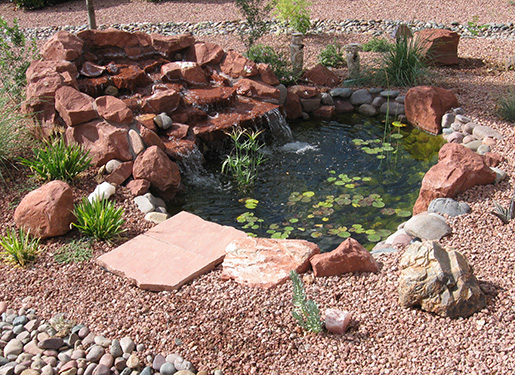 water feature with koi pond