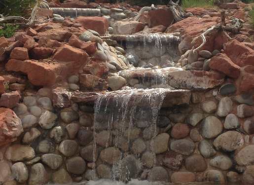 cascading waterfall water feature